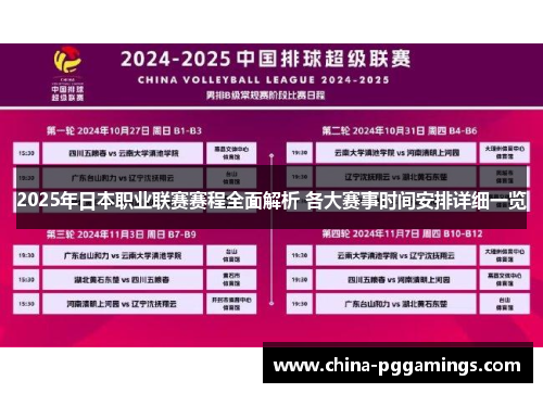 2025年日本职业联赛赛程全面解析 各大赛事时间安排详细一览