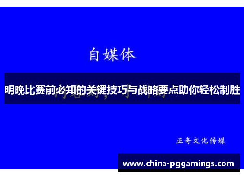明晚比赛前必知的关键技巧与战略要点助你轻松制胜
